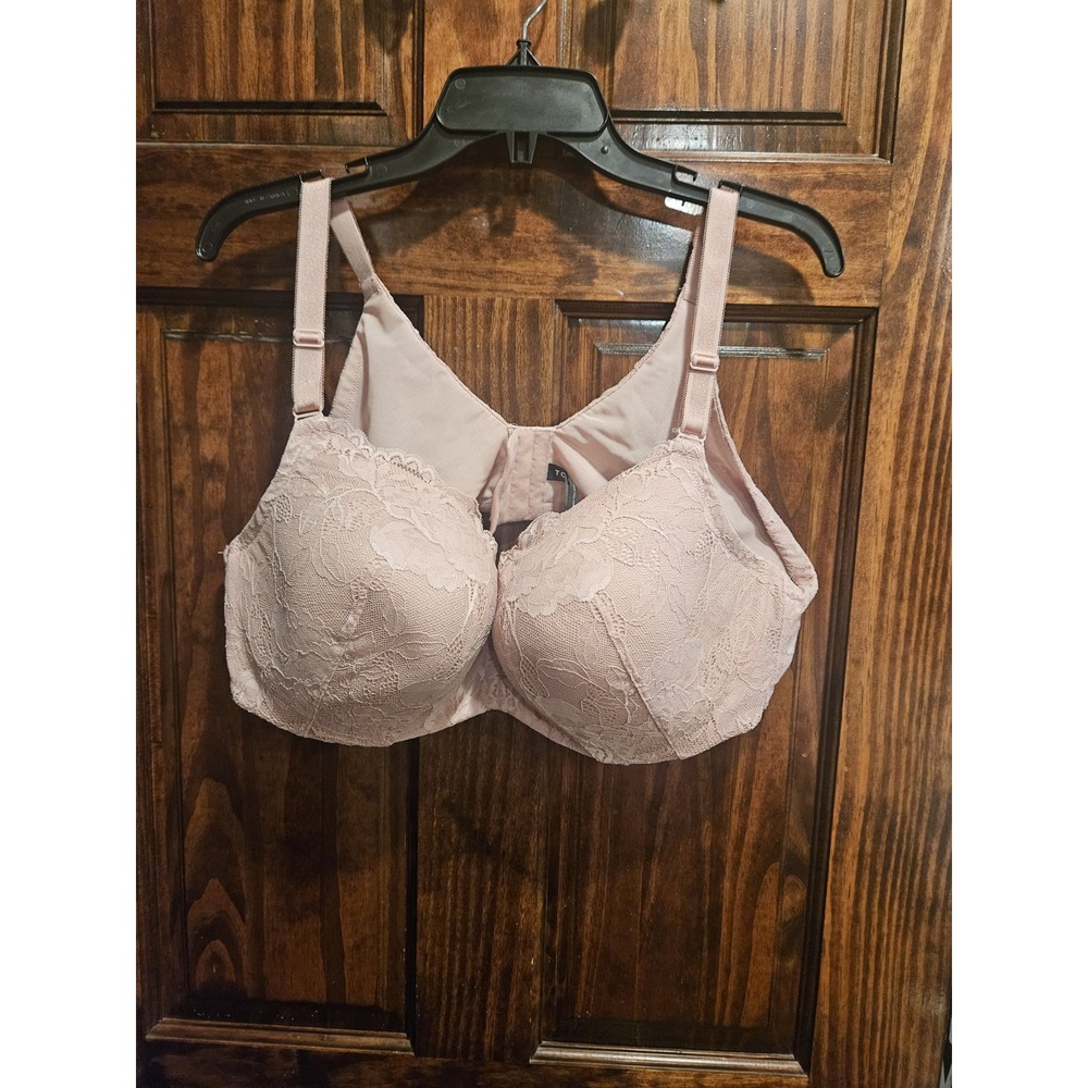 Torrid Womens 46D Lace Full Coverage Underwire Bra Pink Floral Mesh Back